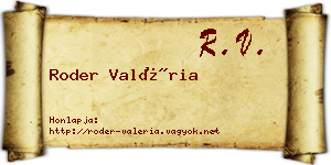 Roder Valéria névjegykártya